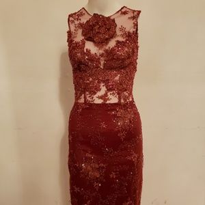 Stunning Beaded Lace Cocktail Dress